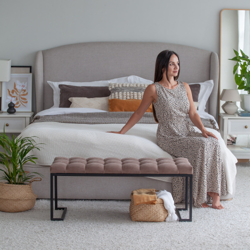 Банкетка OMEGA, черная, Mocco, каретная стяжка, 110*40*45 фото 3