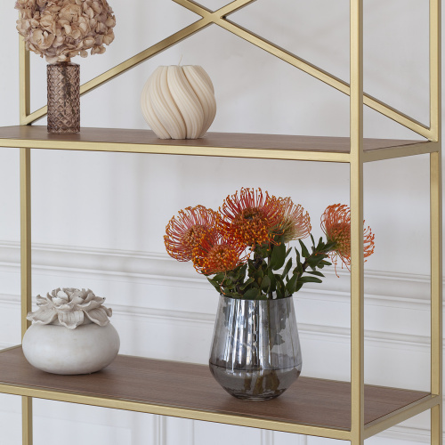 Стеллаж KARIN-800, золотой, ЛДСП Робиния, 80*30*175 фото 5