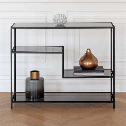 Консоль JAQLENE, черная, тонированное стекло, 100*35*81 фото 2