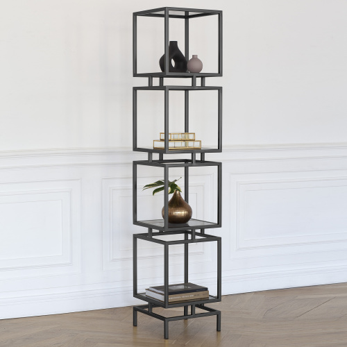 Стеллаж CUBIC-4, черный, тонированное стекло, 40*40*196,5 фото 2