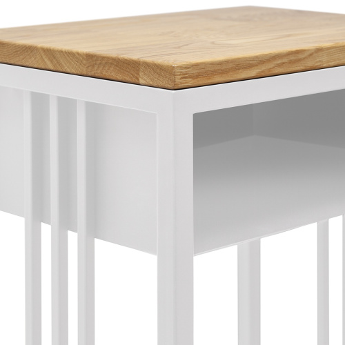 Дровница SOHO MAX с полкой, белая, столешница дерево, 40*30*136 фото 10