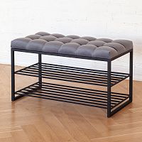 Обувница GARDA, черная, Mouse Grey, каретная стяжка, 85*40*52