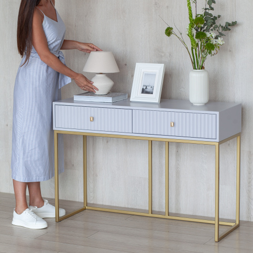 Консоль VERONA, золотая, МДФ Pearl Grey, 112*40*78 фото 2