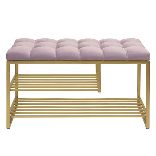 Обувница GARDA PLUS, золотая, Dusty Pink, каретная стяжка, 85*40*52 фото 4