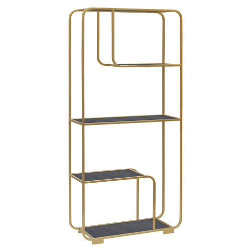 Стеллаж SIENA, золотой, ЛДСП Бетон темный, 80*30*173