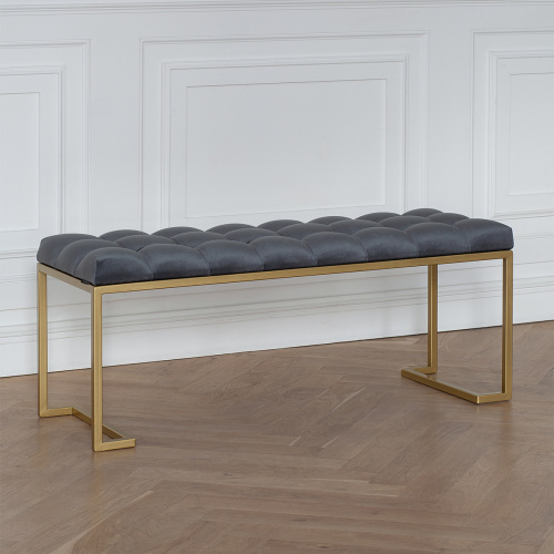 Банкетка OMEGA, золотая, Mouse Grey, каретная стяжка, 110*40*45 фото 2