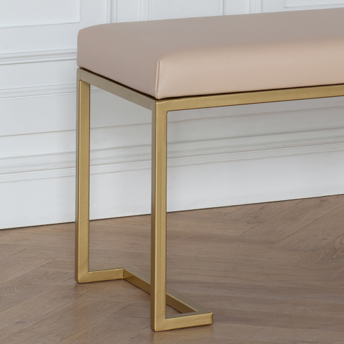 Банкетка OMEGA, золотая, экокожа Light Beige, 110*40*45 фото 3