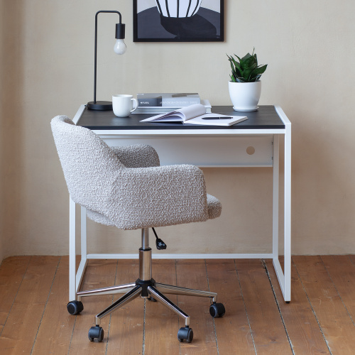 Стол письменный Rimini, белый, ЛДСП Черный, 90*65*75 фото 3