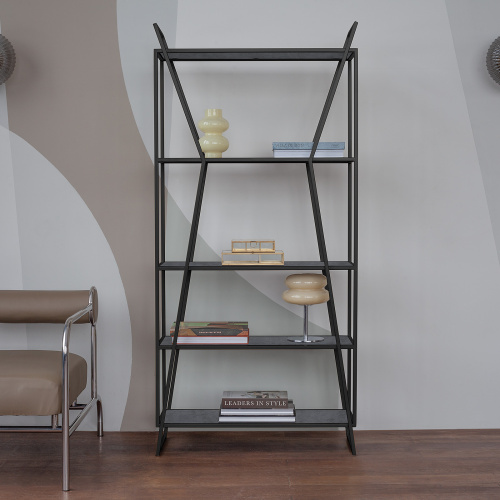 Стеллаж OSLO MINI, черный, керамика Antracite, 80*33*171