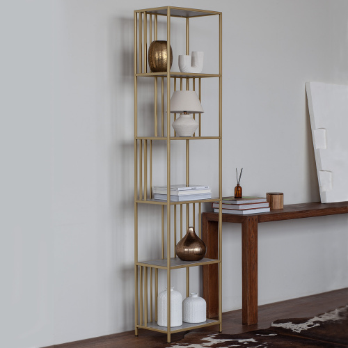 Стеллаж SOHO MINI, золотой, ЛДСП Бетон светлый фото 6