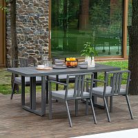 Набор садовый обеденный AMALFI / 5 предметов: стол 198*87*77 и 4 стула / LAVA/STONE (S4)