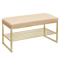 Банкетка RUBY MINI, золотой, экокожа Light Beige