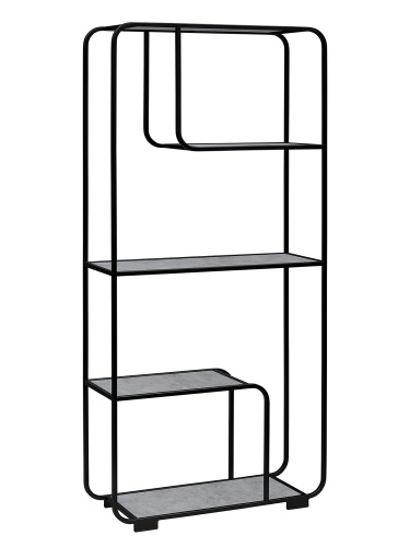 Стеллаж SIENA, черный, ЛДСП Бетон светлый, 80*30*173