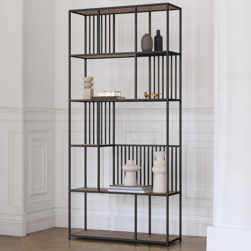 Стеллаж SOHO, черный, ЛДСП Робиния, 90*30*192 фото 3