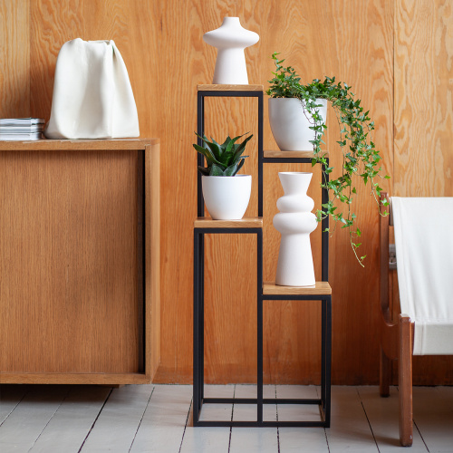 Столик подставка для цветов TORI, под 4 кашпо, черный, столешницы дуб фото 7