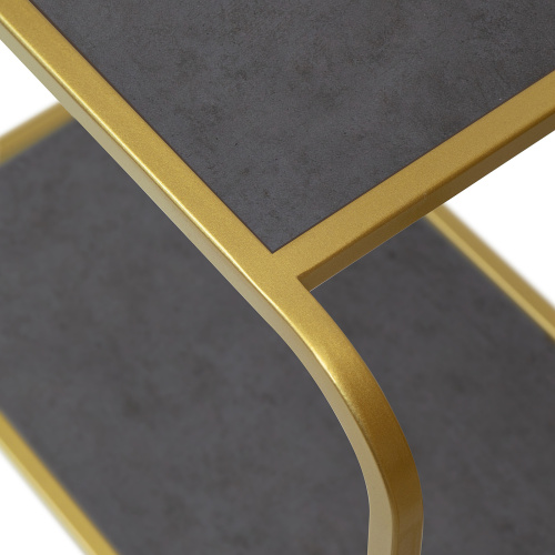 Стеллаж SIENA, золотой, ЛДСП Бетон темный, 80*30*173 фото 4