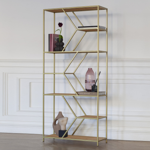 Стеллаж MALTA MINI, золотой, ЛДСП Робиния фото 4