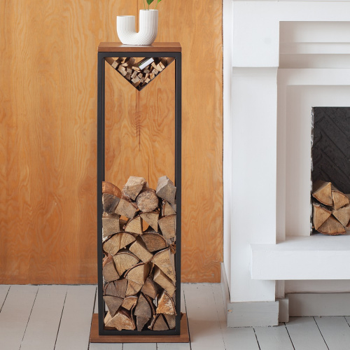 Дровница TORI с полкой, черная фото 7