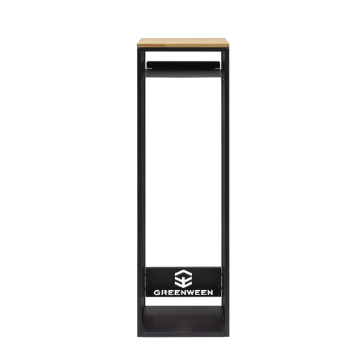 Дровница CAPRI с полкой, черная, столешница дерево, 40*30*136 фото 8