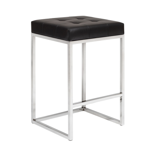 Стул полубарный SOHO, н/ж сталь, экокожа Black