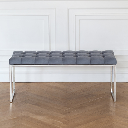 Банкетка ALBA, н/ж сталь, Light Blue, каретная стяжка, 110*40*45