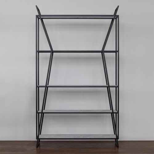 Стеллаж OSLO, черный, ЛДСП Бетон светлый, 100*33*171 фото 6