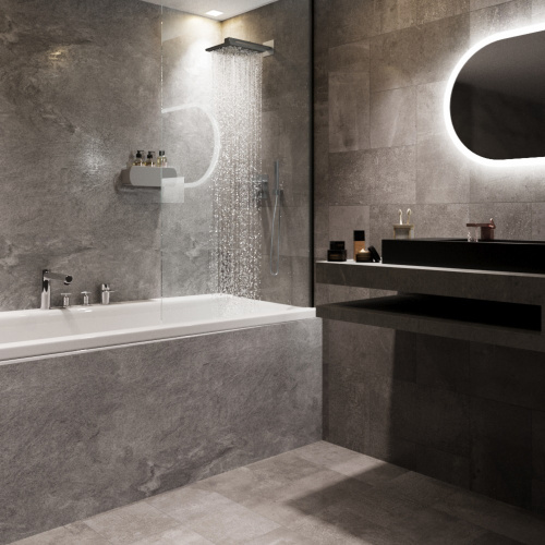 Полка для ванной комнаты OMEGA, 30 см, нерж. сталь, черная фото 3