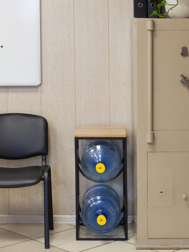 Подставка для 2 бутылок, со столиком из дуба, черная фото 9