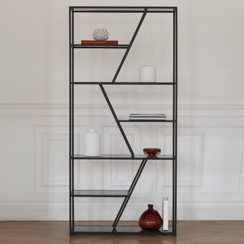 Стеллаж ARNETTA, черный, тонированное стекло фото 5