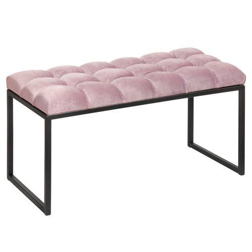 Банкетка ALBA MINI, черный, Dusty Pink, каретная стяжка, 85*40*45 фото 2