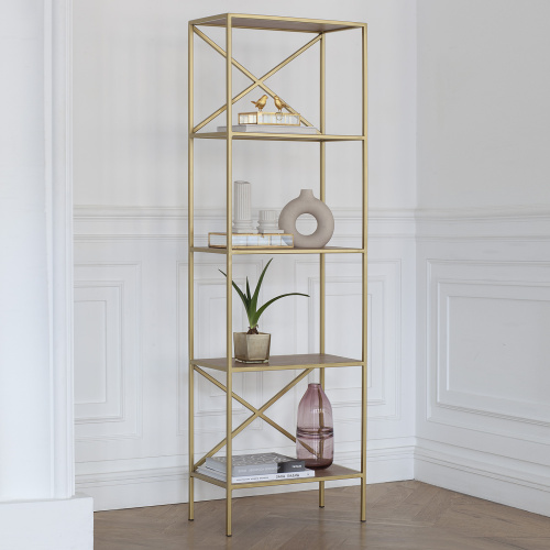 Стеллаж KARIN, золотой, ЛДСП Робиния, 55*30*175 фото 2
