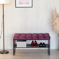 [не активен] Банкетка RUBY MINI, черная, Mocco, каретная стяжка, 85*40*45 {35936}