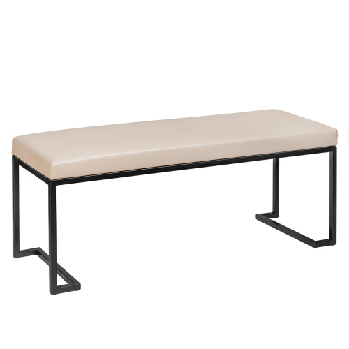 Банкетка OMEGA, черная, экокожа Light Beige, 110*40*45 фото 7