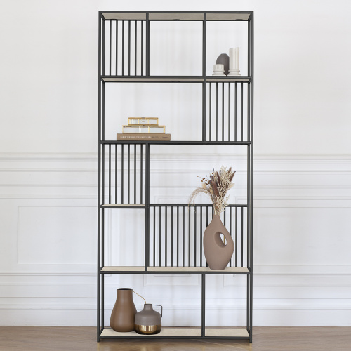 Стеллаж SOHO, черный, керамика слоновая кость, 192*90*30 фото 2