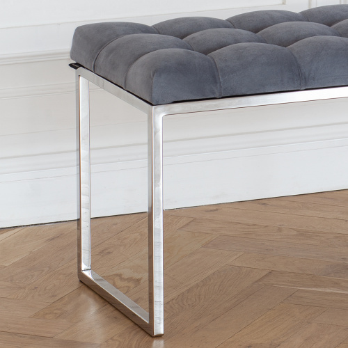 Банкетка ALBA, н/ж сталь, Light Blue, каретная стяжка, 110*40*45 фото 3