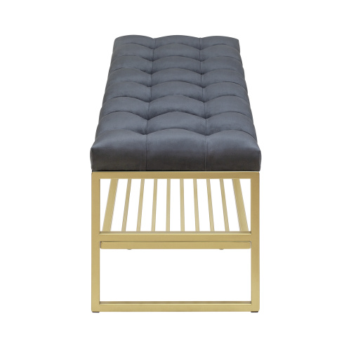 Банкетка RIMINI, золотой, Mouse Grey, каретная стяжка, 110*40*45 фото 3