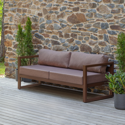 Диван уличный CAPRI, алюминий коричневый, коричневая рогожка фото 2