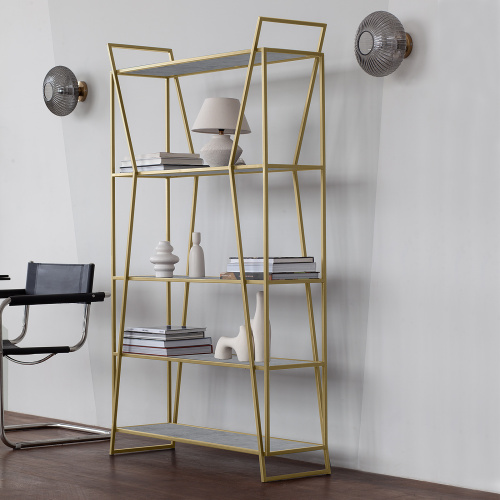 Стеллаж OSLO, золотой, ЛДСП Бетон светлый фото 2