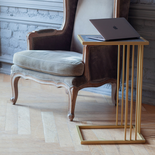 Cтолик кофейный приставной SOHO, золотой, столешница керамика Antracite, 36,5*43*67