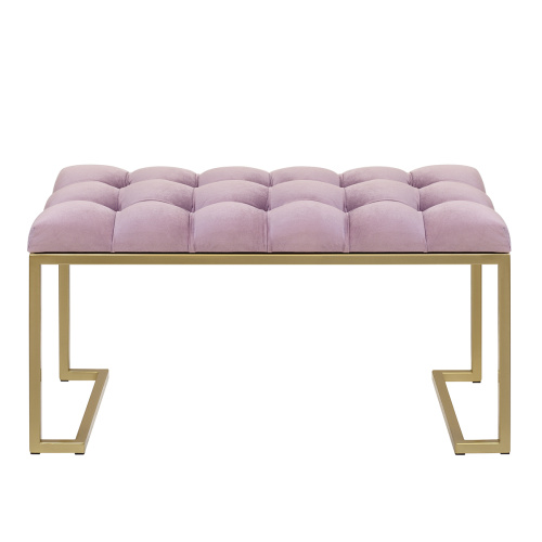 Банкетка OMEGA MINI, золотая, Dusty Pink, каретная стяжка, 85*40*45 фото 7