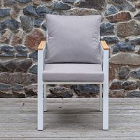 Стул уличный SANTORINI, c подушками, каркас алюминий белый, темно-серая рогожка, 54*65*75