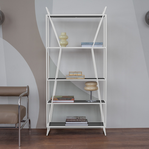 Стеллаж OSLO MINI, белый, тонированное стекло, 80*33*171