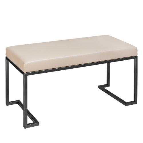 Банкетка OMEGA MINI, черная, экокожа Light Beige, 85*40*45 фото 2