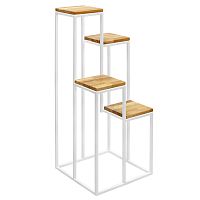 Столик подставка для цветов TORI, под 4 кашпо, белый, столешницы дуб