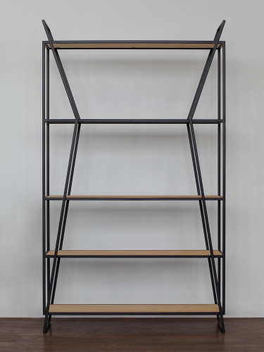 Стеллаж OSLO, черный, ЛДСП Робиния, 100*33*171 фото 6