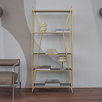 Стеллаж OSLO MINI, золотой, тонированное стекло, 80*33*171