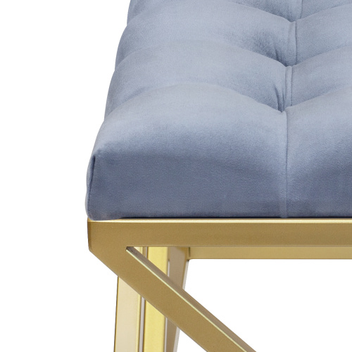Банкетка ZUMA, золотая, Light Blue, каретная стяжка, 110*40*45 фото 4