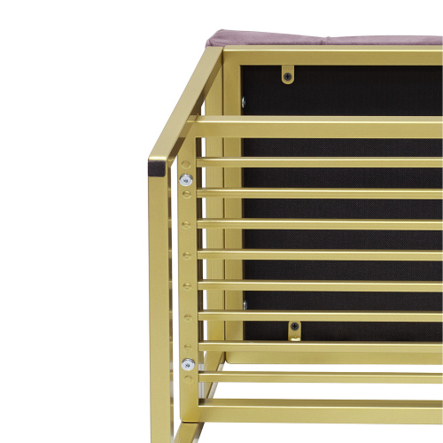 Банкетка RIMINI MINI, золотой, Dusty Pink, каретная стяжка, 85*40*45 фото 4