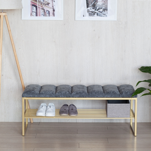 Банкетка RUBY, золотая, Steel Grey, Bulon, 110*40*43,5