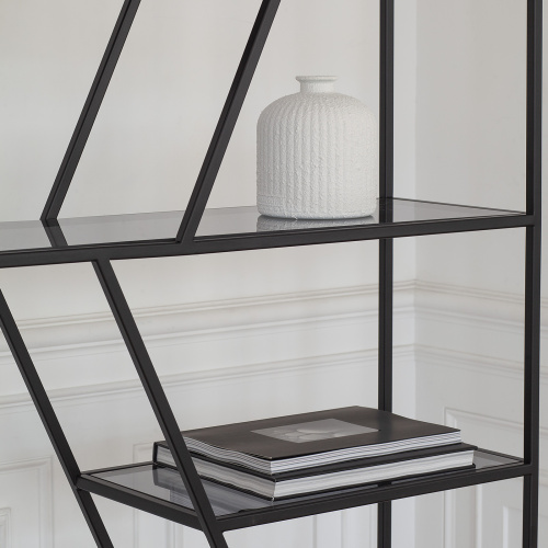 Стеллаж ARNETTA, черный, тонированное стекло, 90*30*192 фото 3